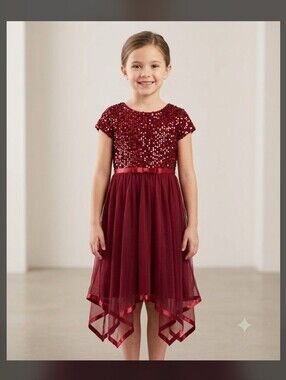 Speechless Girls Sequin Bodice Burgundy Tulle Dress Size 16